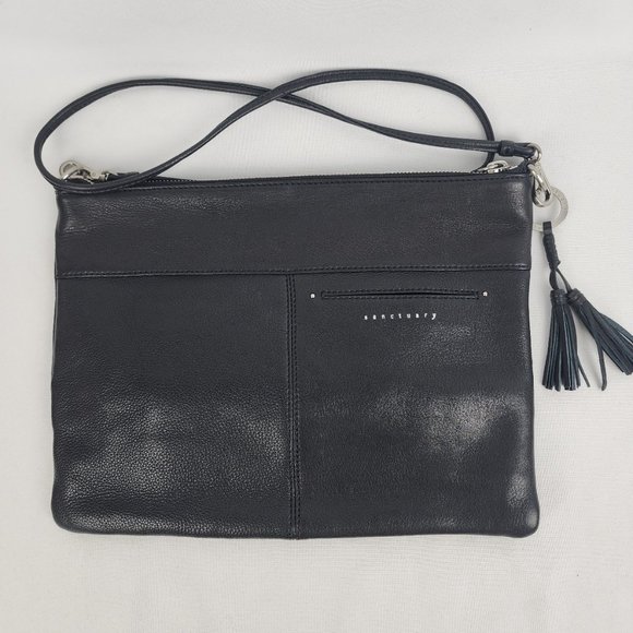 Sanctuary Black Leather Crossbody Oversize Clutch Purse - Picture 6 of 11